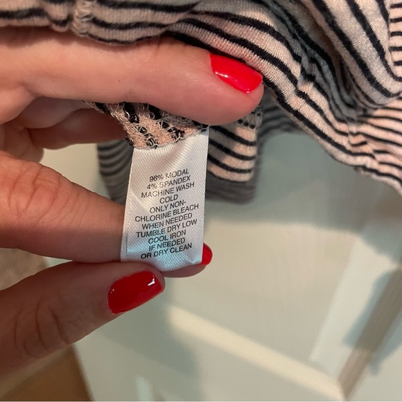 Lou & Grey long sleeve black and cream striped shirt with tie detail. - Picture 3 of 5